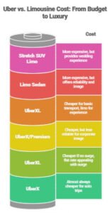 Comparison of Uber and limousine services showing pricing, hourly rates, and value for money