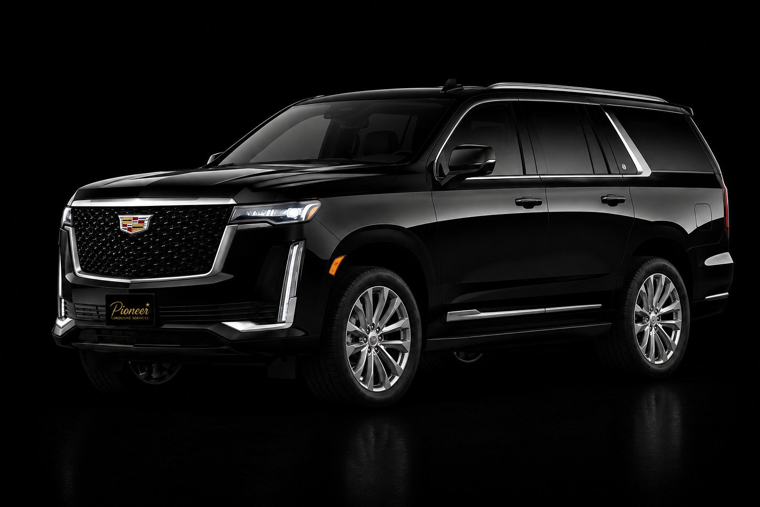 Black Cadillac Escalade luxury SUV available for Pioneer Limo airport transfers